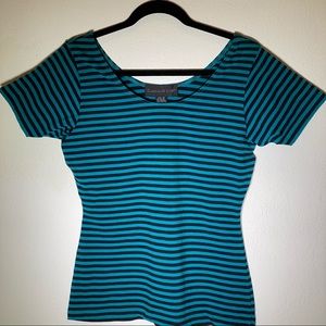 Nordstrom Classiques Sport Teal/Black Stripe Ballet Top M